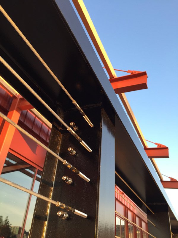 view of metal support structures