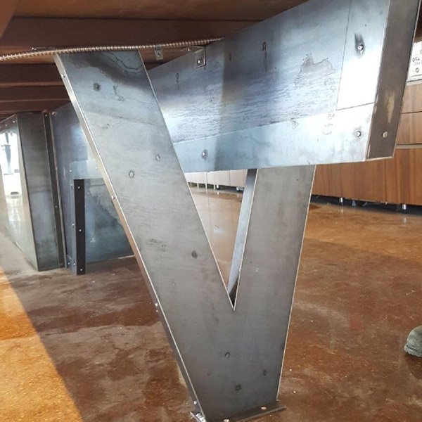 view of installed metal pillars