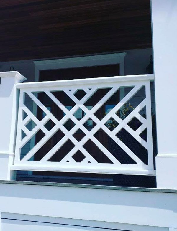 Installed metal railing on the balcony